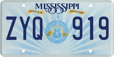 MS license plate ZYQ919