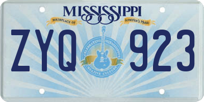 MS license plate ZYQ923