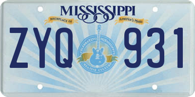MS license plate ZYQ931