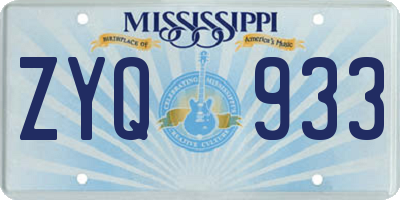MS license plate ZYQ933