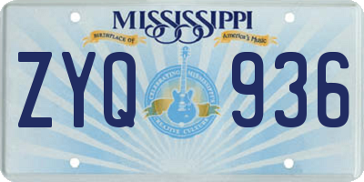 MS license plate ZYQ936