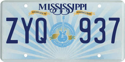 MS license plate ZYQ937