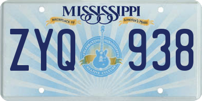 MS license plate ZYQ938