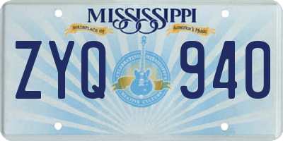 MS license plate ZYQ940