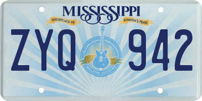 MS license plate ZYQ942