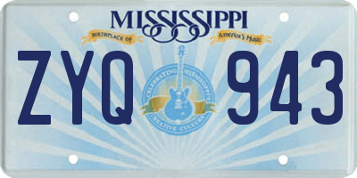 MS license plate ZYQ943