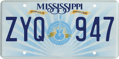 MS license plate ZYQ947