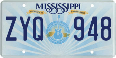 MS license plate ZYQ948