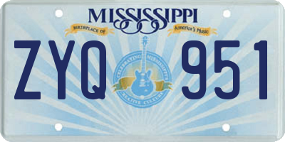 MS license plate ZYQ951