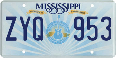 MS license plate ZYQ953