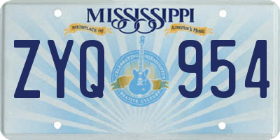 MS license plate ZYQ954