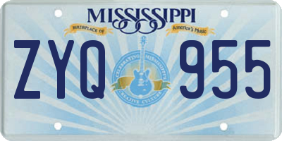MS license plate ZYQ955