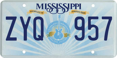 MS license plate ZYQ957