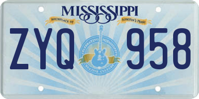 MS license plate ZYQ958
