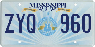 MS license plate ZYQ960