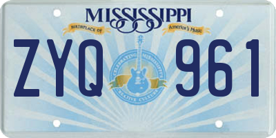 MS license plate ZYQ961