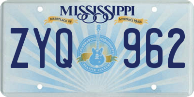 MS license plate ZYQ962
