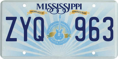 MS license plate ZYQ963
