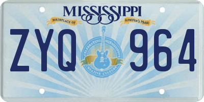 MS license plate ZYQ964