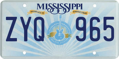 MS license plate ZYQ965