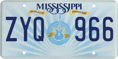 MS license plate ZYQ966