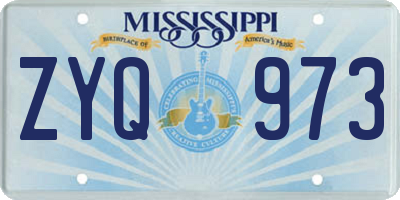 MS license plate ZYQ973