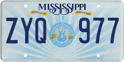 MS license plate ZYQ977