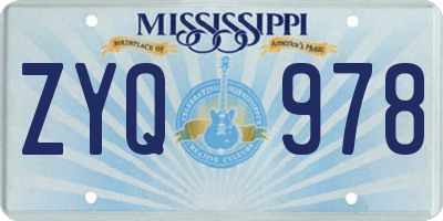MS license plate ZYQ978