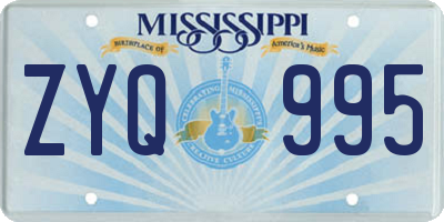 MS license plate ZYQ995