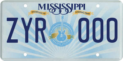 MS license plate ZYR000