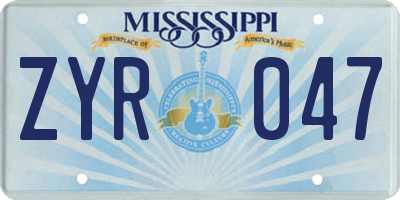 MS license plate ZYR047