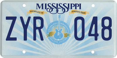 MS license plate ZYR048