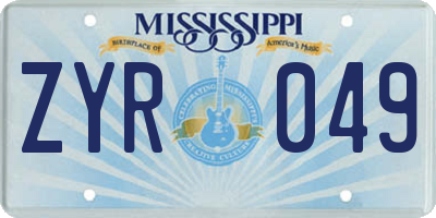 MS license plate ZYR049