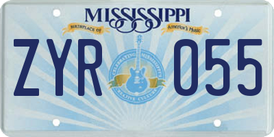 MS license plate ZYR055