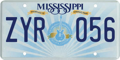MS license plate ZYR056