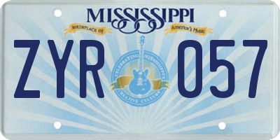 MS license plate ZYR057