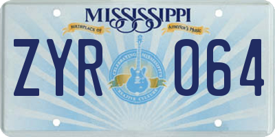 MS license plate ZYR064