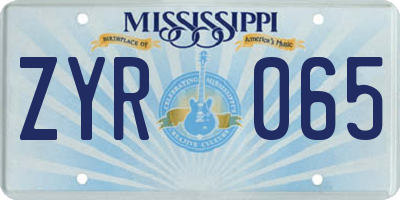 MS license plate ZYR065