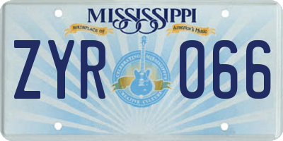 MS license plate ZYR066