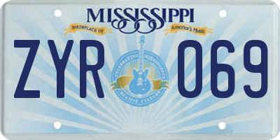 MS license plate ZYR069