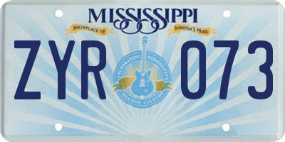 MS license plate ZYR073