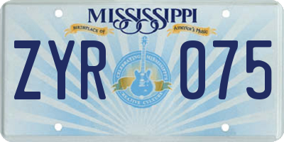 MS license plate ZYR075