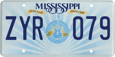 MS license plate ZYR079