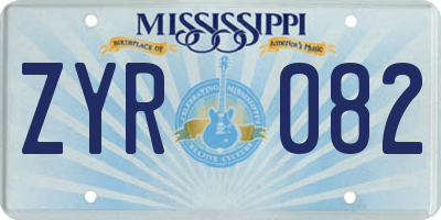MS license plate ZYR082