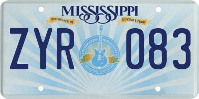 MS license plate ZYR083
