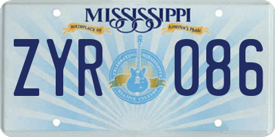 MS license plate ZYR086