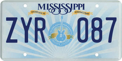 MS license plate ZYR087