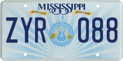 MS license plate ZYR088