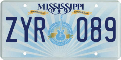 MS license plate ZYR089