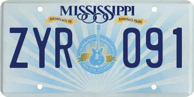 MS license plate ZYR091